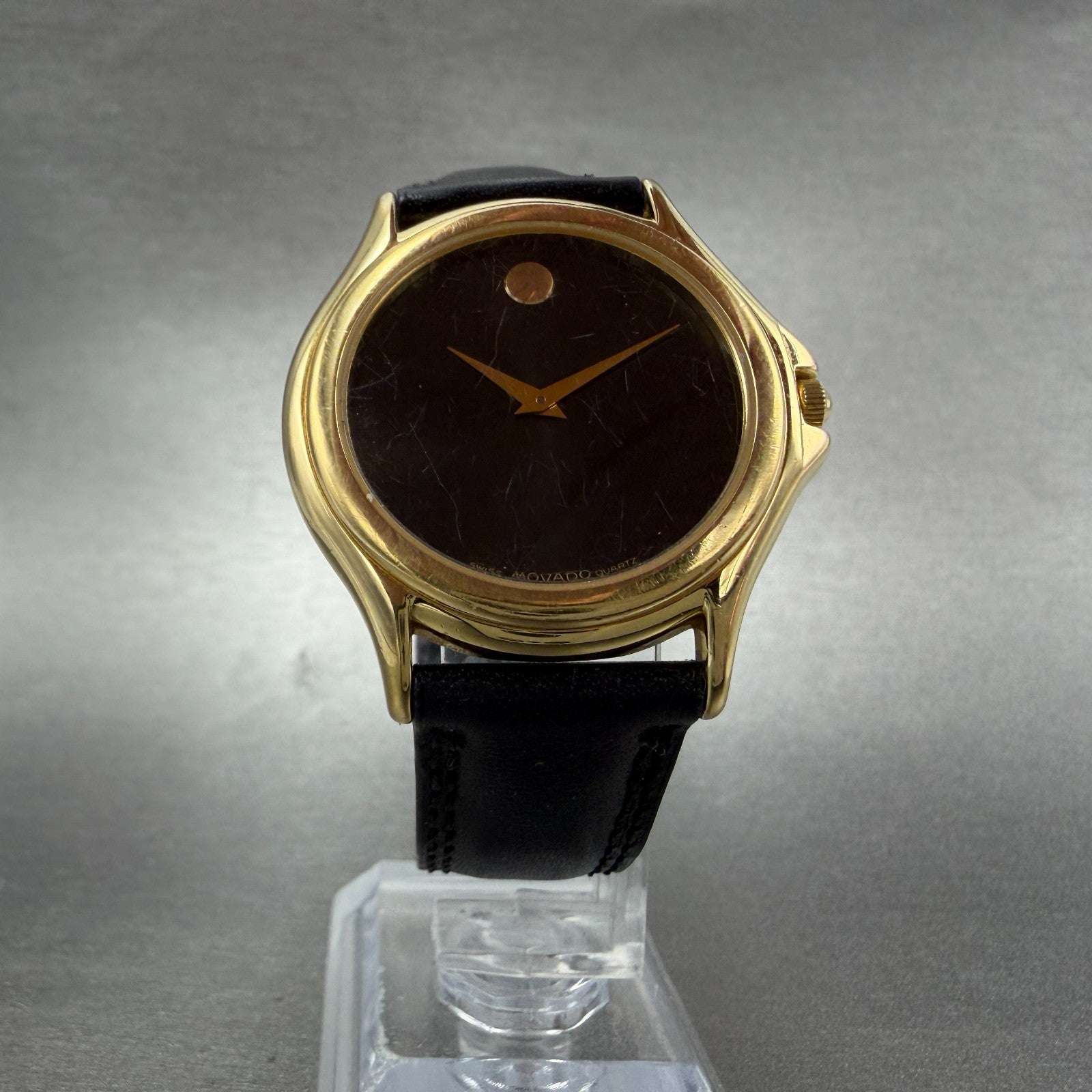 Movado Museum Watch Men 35mm Black Dial Gold Tone Round 87 D1 863 New Battery5