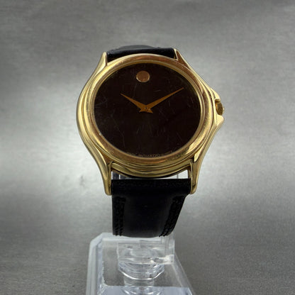 Movado Museum Watch Men 35mm Black Dial Gold Tone Round 87 D1 863 New Battery5