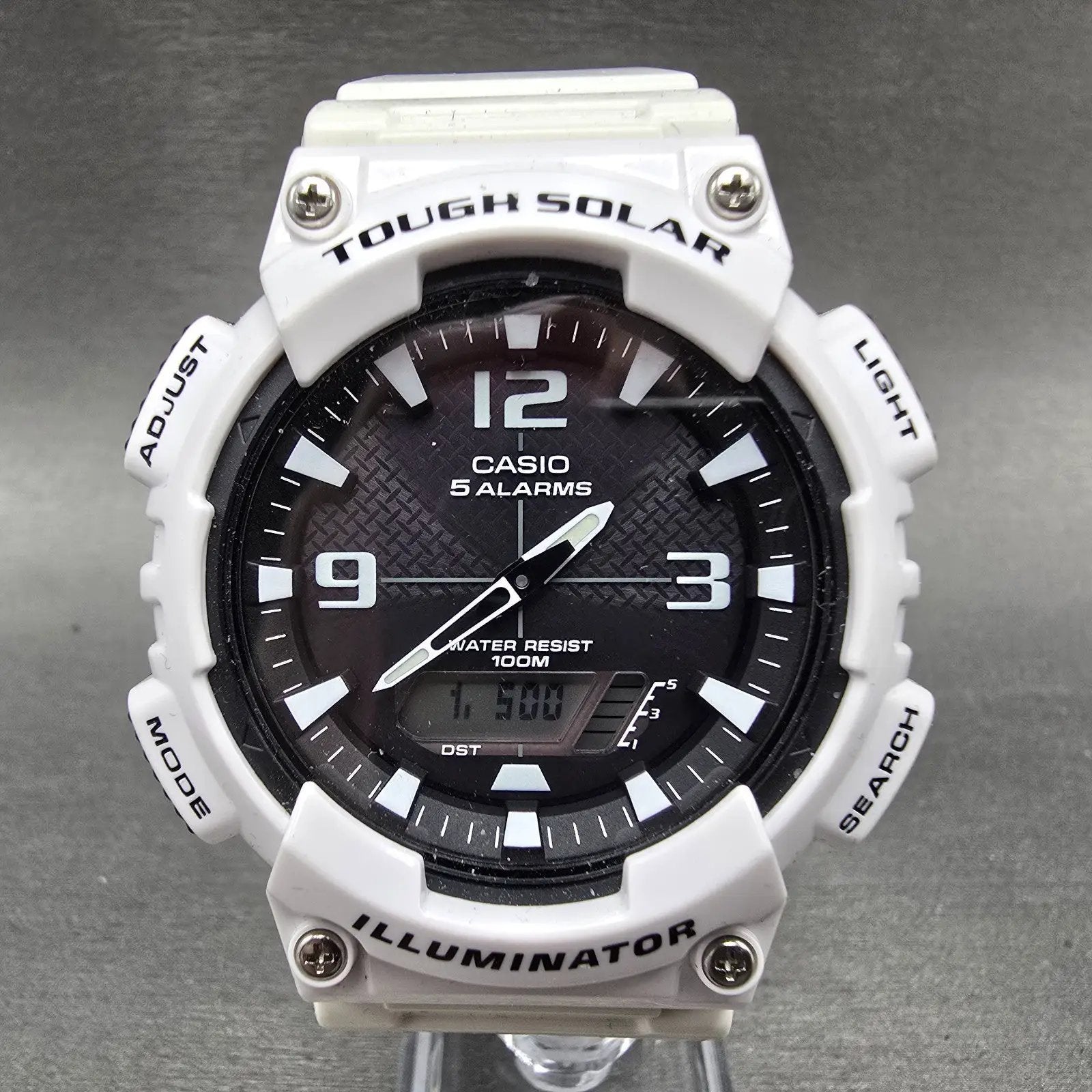 Casio AQ-S810W Watch Men 47mm Black White Alarm Chronograph Analog Digital Solar0