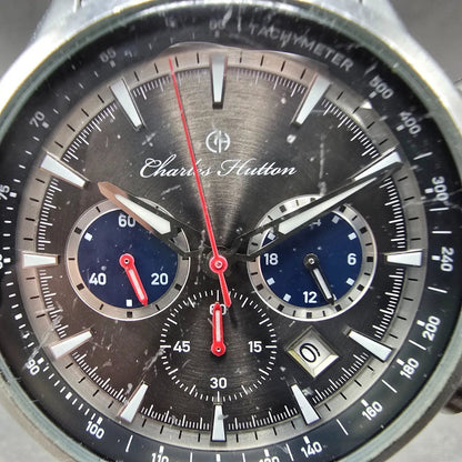 Charles Hutton Aristocrat Chronograph Watch Men 44mm Gray Dial Steel Date NewBat1