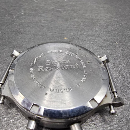 Casio DW-5600 Watch Men 38mm Silver Digital Alarm Chrono 901 New Battery VTG AB9
