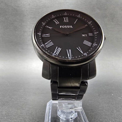 Fossil Watch Men 42mm Black Dial Black Tone Date Round BQ1013 New Battery5