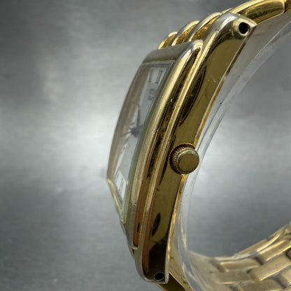 Citizen Tank Watch Men 25mm Silver Dial Gold Tone Date 6010-H03931 New Battery2