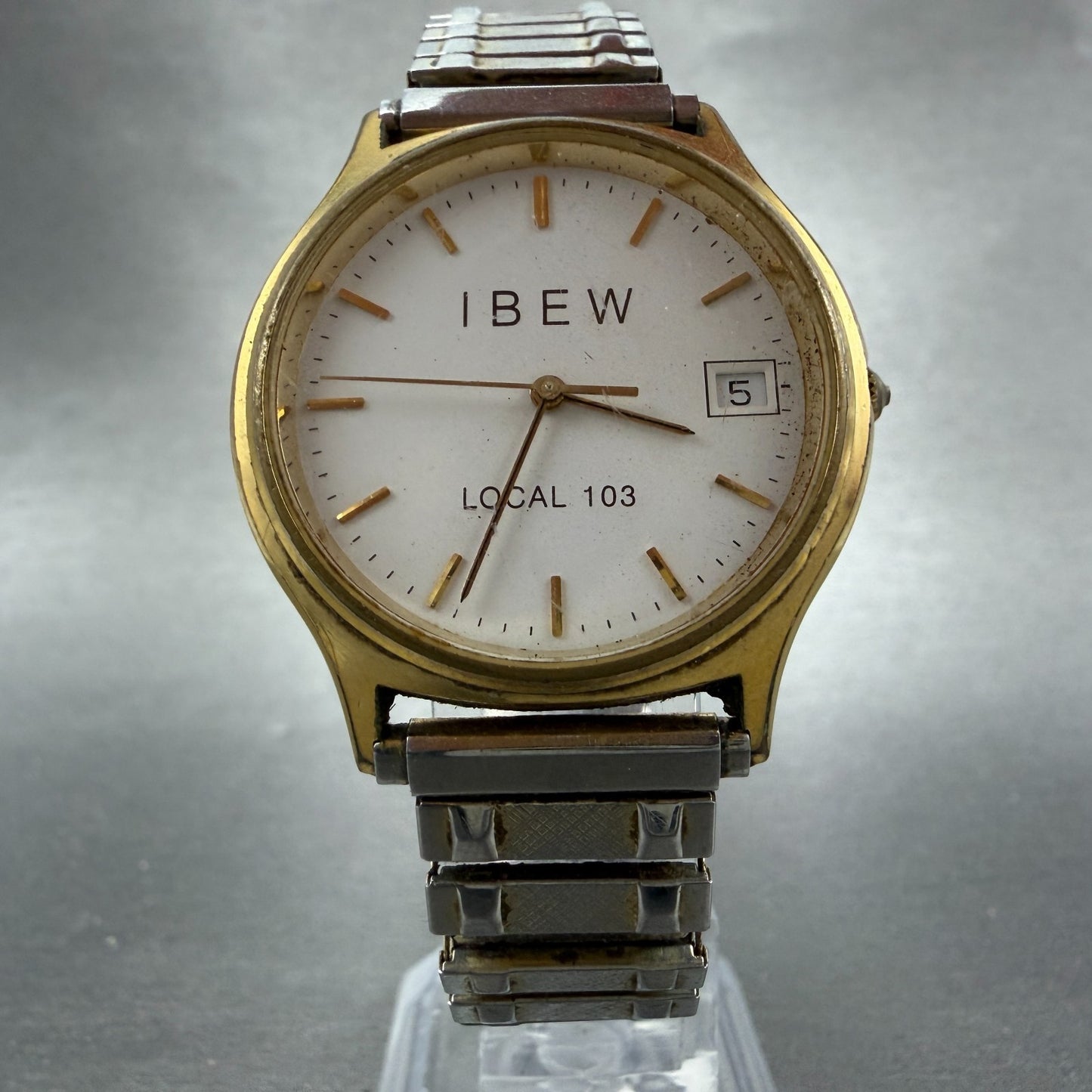 Hamilton Watch Men 34mm White Dial Gold Tone Date Round 9812 PARTS Vintage6
