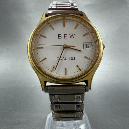 Hamilton Watch Men 34mm White Dial Gold Tone Date Round 9812 PARTS Vintage6
