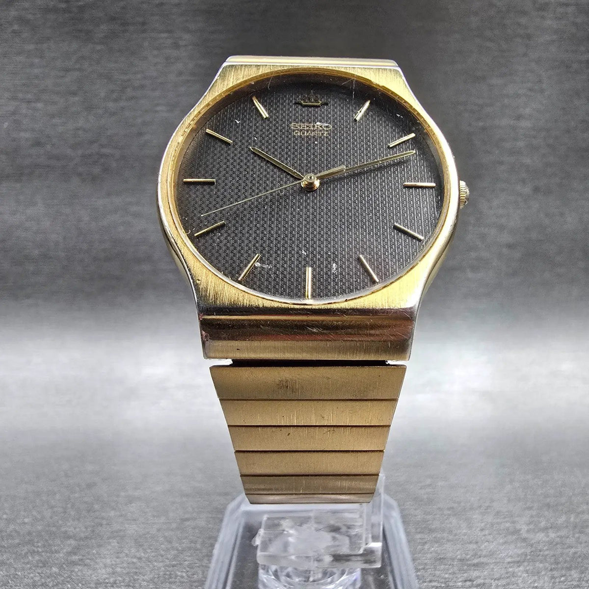 Seiko Watch Men 32mm Brown Dial Gold Tone Round 5Y31-8000 New Battery Vintage5