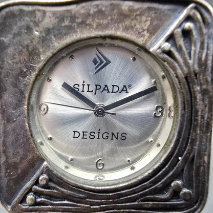 Silpada Sterling Silver Watch Women 33mm Silver Dial 925 Square New battery L1