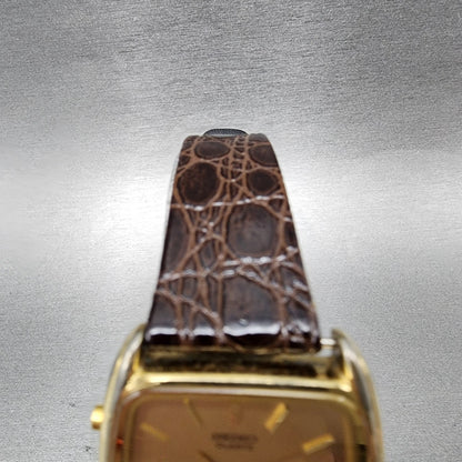 Seiko Analog Digital Watch Men 30mm Champagne Dial Gold Tone New Battery READ!!!4
