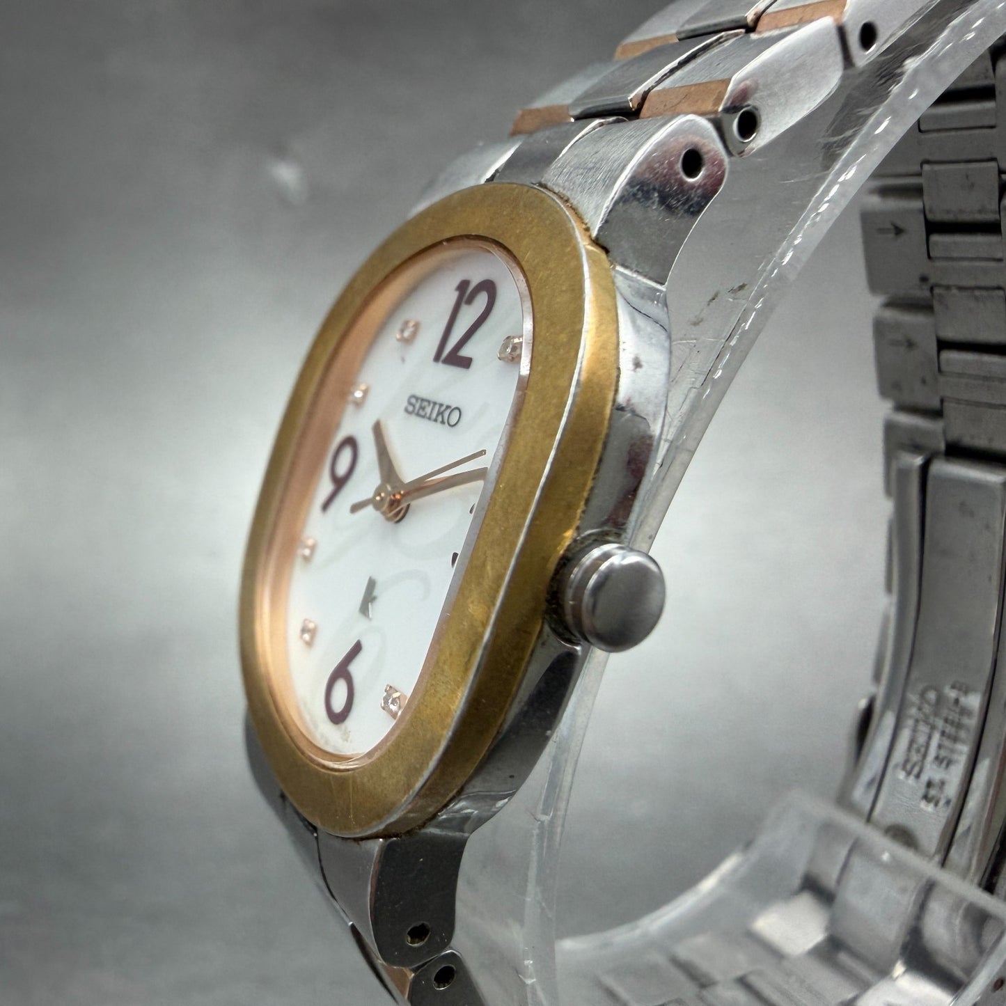 Seiko Lukia Watch Women 21mm MOP Dial Two Tone Oval 1F21-0AZ0 New Battery2