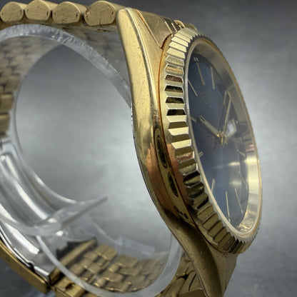 Citizen CQ President Watch Men 36mm Blue Dial Gold Tone Round Daydate New BattAB3