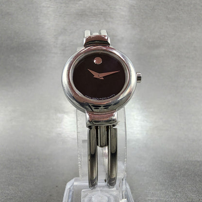 Movado Harmony Watch Women 23mm Black Dial Silver Tone 84.a1.809.a New Battery