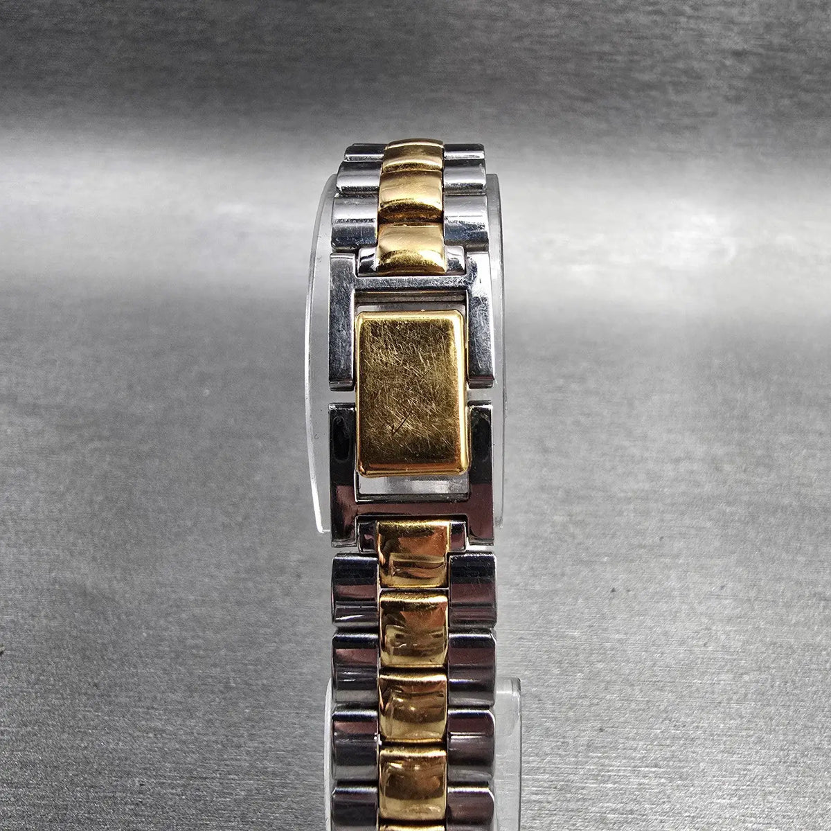 Seiko Watch Women 14mm Champagne Dial Two Tone Rectangle 1F20-5D30 New Battery7