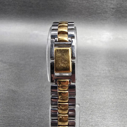 Seiko Watch Women 14mm Champagne Dial Two Tone Rectangle 1F20-5D30 New Battery7