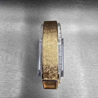 Seiko Tank Watch Women 12mm Gold Dial Gold Tone Rectangle 2E20-5409 New Battery4