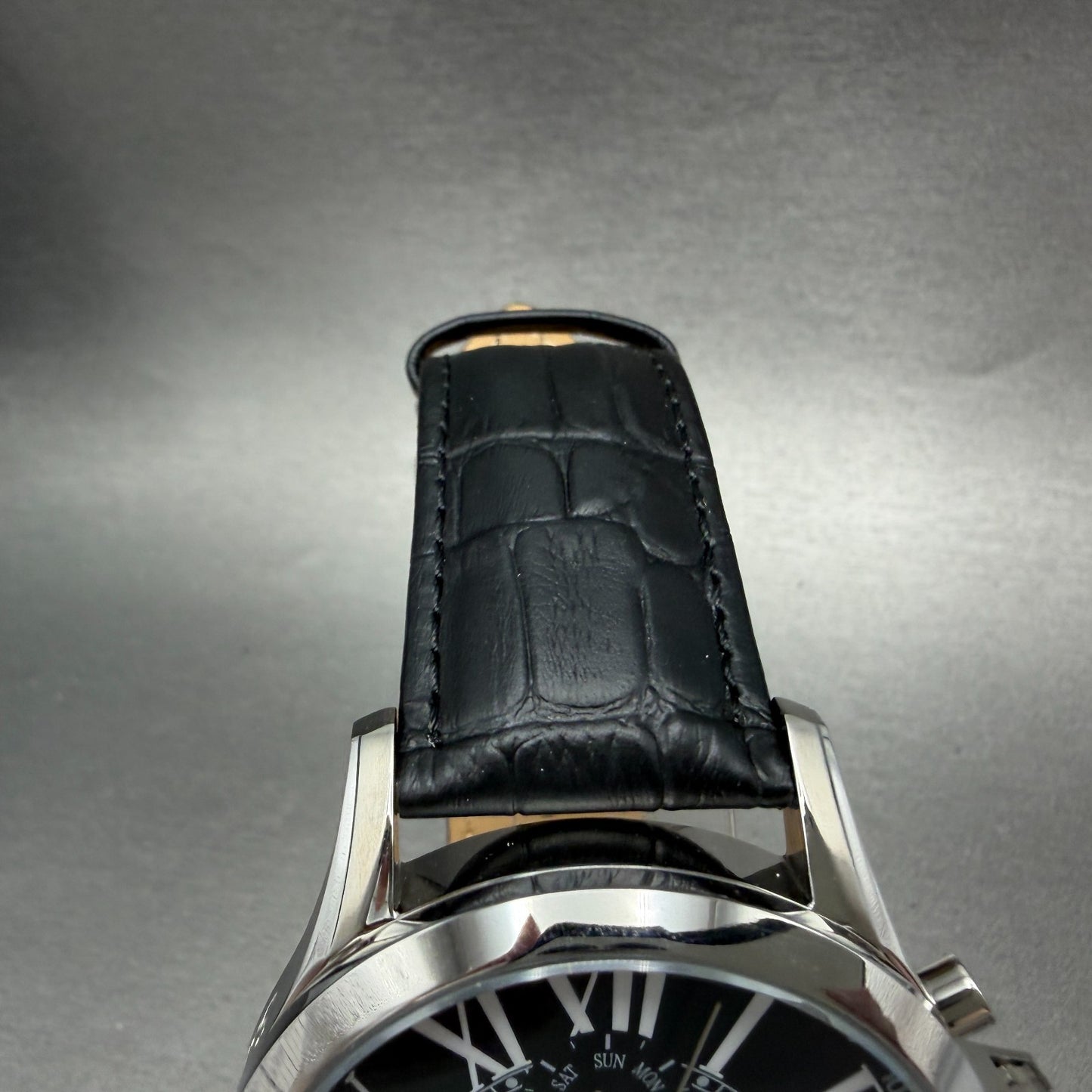 Salvatore Marra Chronograph Watch Men 48mm Black Dial Steel Date Round new batt5