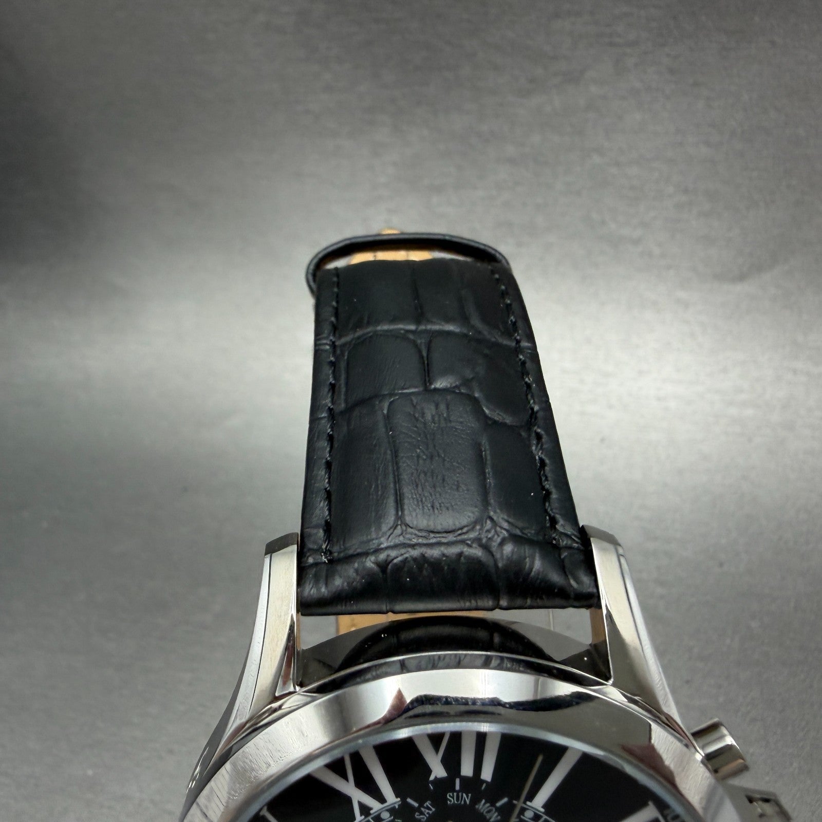 Salvatore Marra Chronograph Watch Men 48mm Black Dial Steel Date Round new batt5