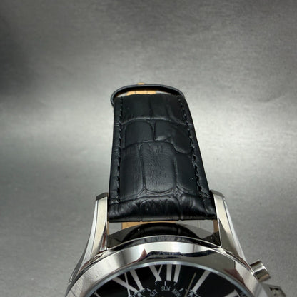 Salvatore Marra Chronograph Watch Men 48mm Black Dial Steel Date Round new batt5