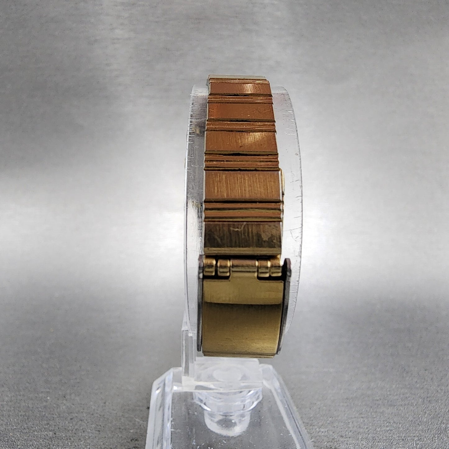 Seiko Tank Watch Women 19mm Black Dial Gold Tone Octagon 2C21-5220 New Battery