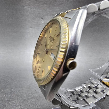 Seiko President Watch Men 35mm Gold Dial Two Tone Daydate READ! 5Y23-8A60 NewBat2