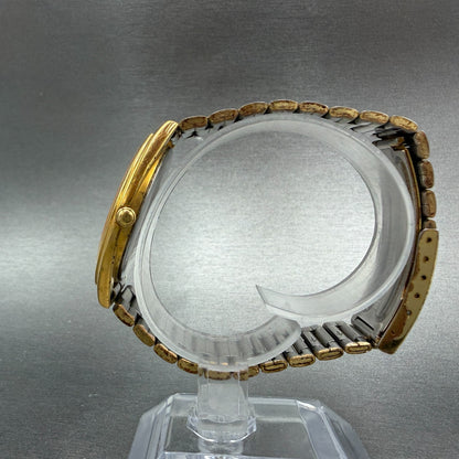 Seiko Watch Men 35mm Champagne Dial Gold Tone Round VTG V701-7A10 New Battery6