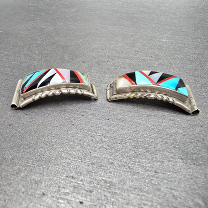 Navajo Watch band tips 14mm Silver Tone Red Blue Tone Vintage5