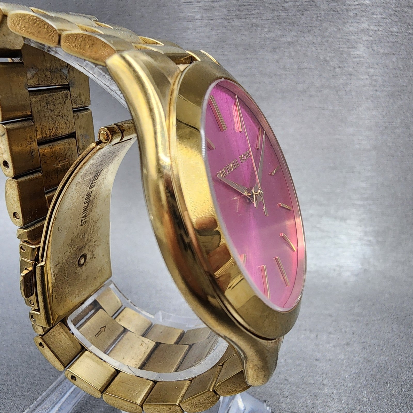 Michael Kors Watch Women 42mm Pink Dial Rose Gold Tone Round MK3264 New Battery4
