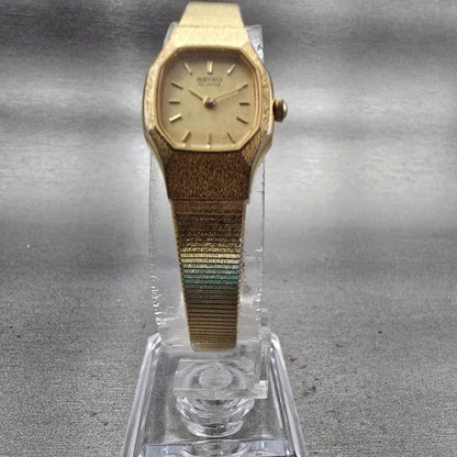 Seiko Watch Women 16mm Gold Dial Gold Tone Octagon 2P20-5H39 New Battery Vintage5