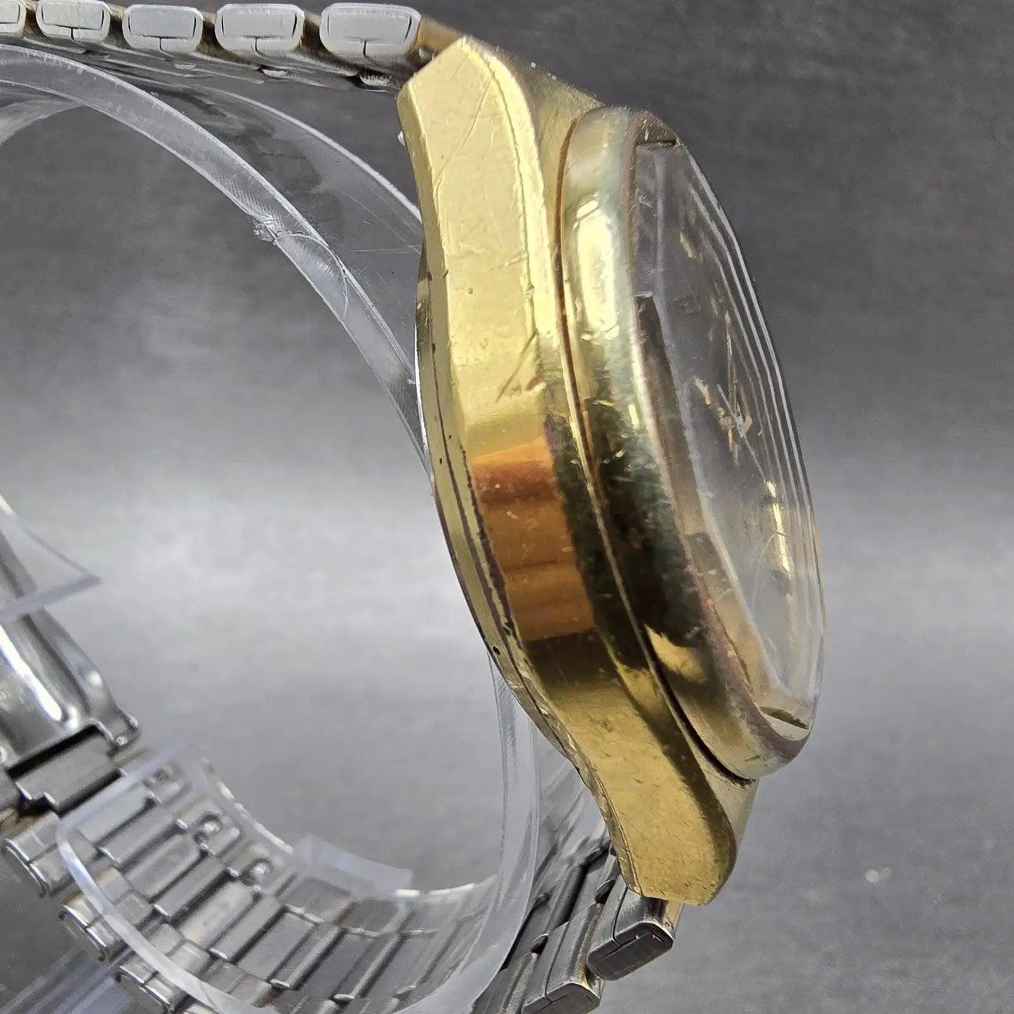 Seiko SQ Watch Men 36mm Brown Dial Gold Tone Daydate Round 0903-8079 PARTS VTG4