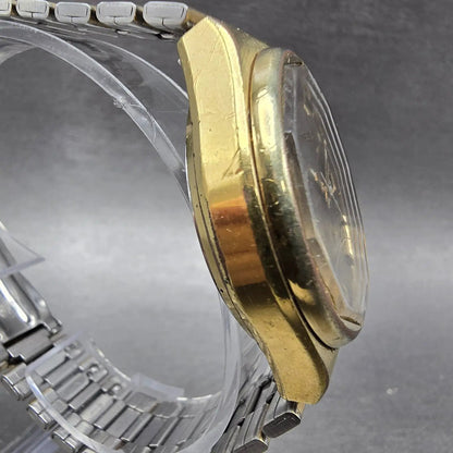 Seiko SQ Watch Men 36mm Brown Dial Gold Tone Daydate Round 0903-8079 PARTS VTG4