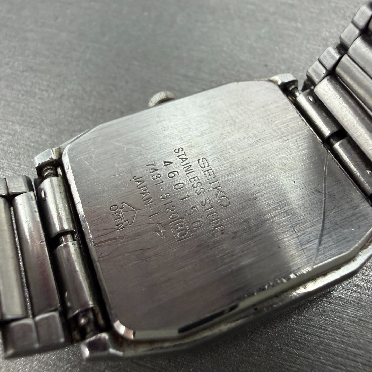 Seiko Tank Watch Men 27mm Silver Dial Silver Tone Octagon 7431-5120 PARTS VTG10