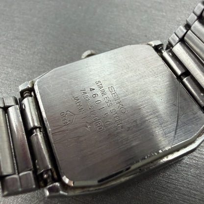 Seiko Tank Watch Men 27mm Silver Dial Silver Tone Octagon 7431-5120 PARTS VTG10