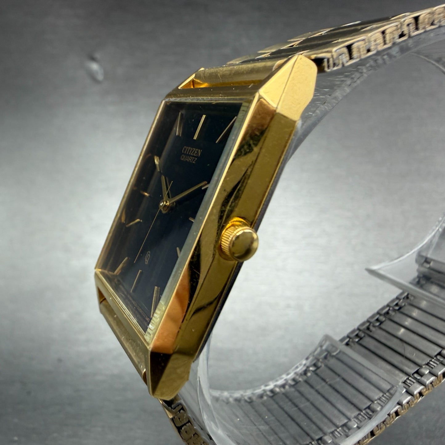 Citizen CQ Tank Watch Unisex 25mm Black Dial Gold Rectangle 6031-S06291 PARTS3