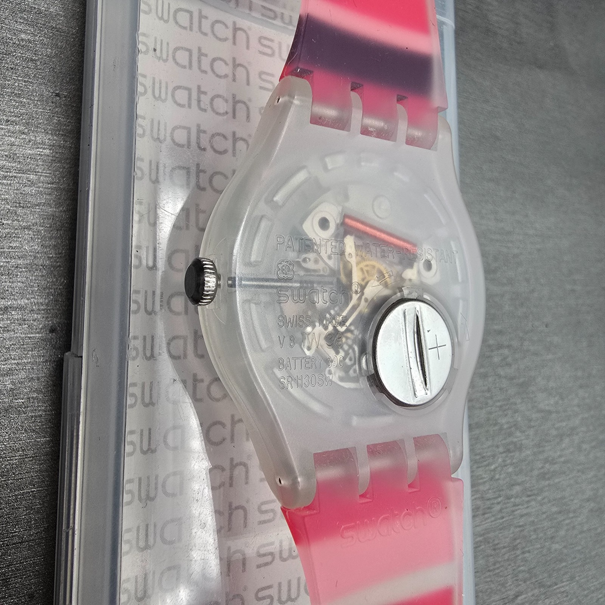 Swatch Tramonto Occaso Watch Men 41mm White Dial Clear Case SUOK138 New Battery12