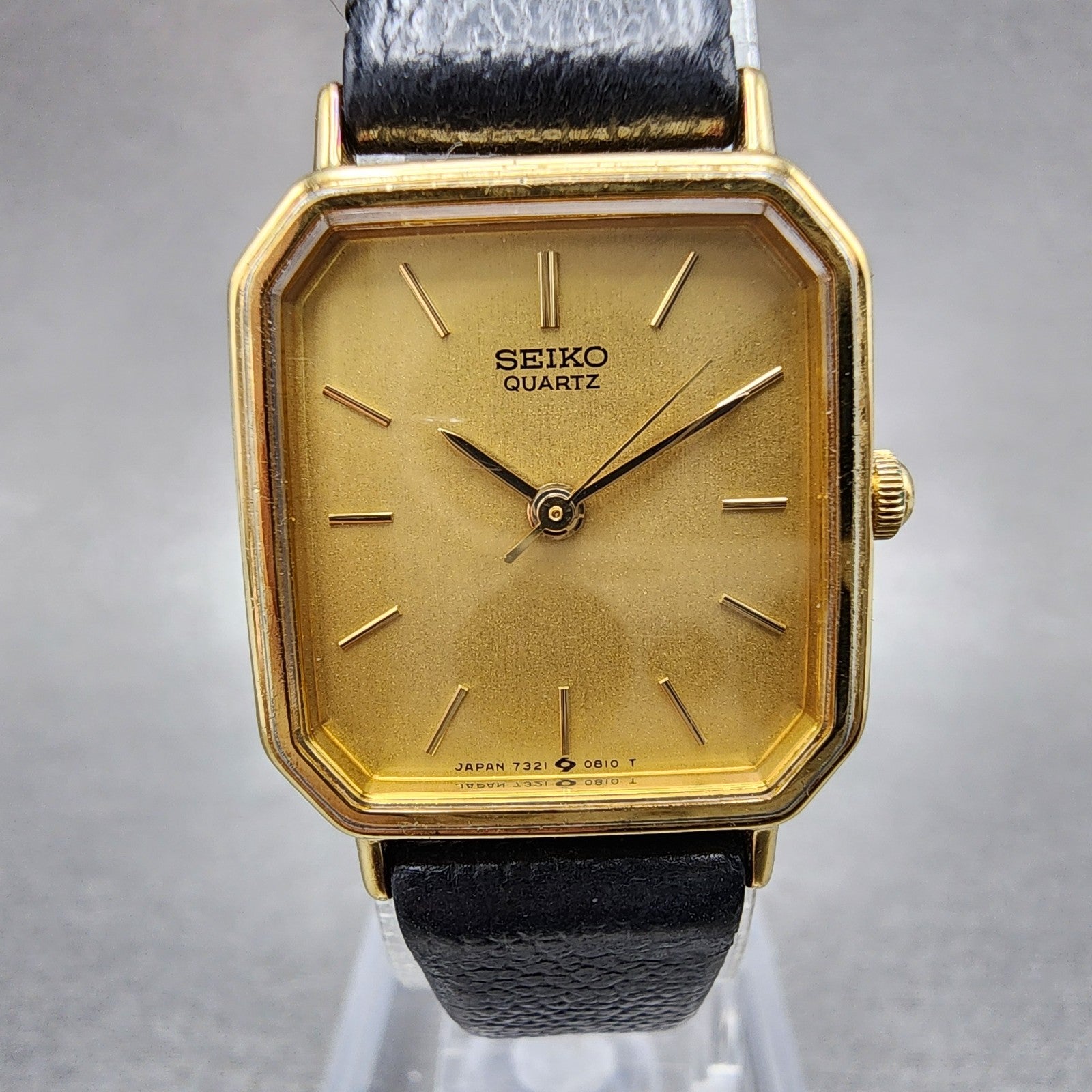 Seiko Watch Women 20mm Champagne Dial Gold Tone Octagon 73215410 New Battery1