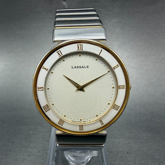 Seiko Lassale Watch Unisex 32mm White Dial Two Tone Round 2F50-0360 New Battery0