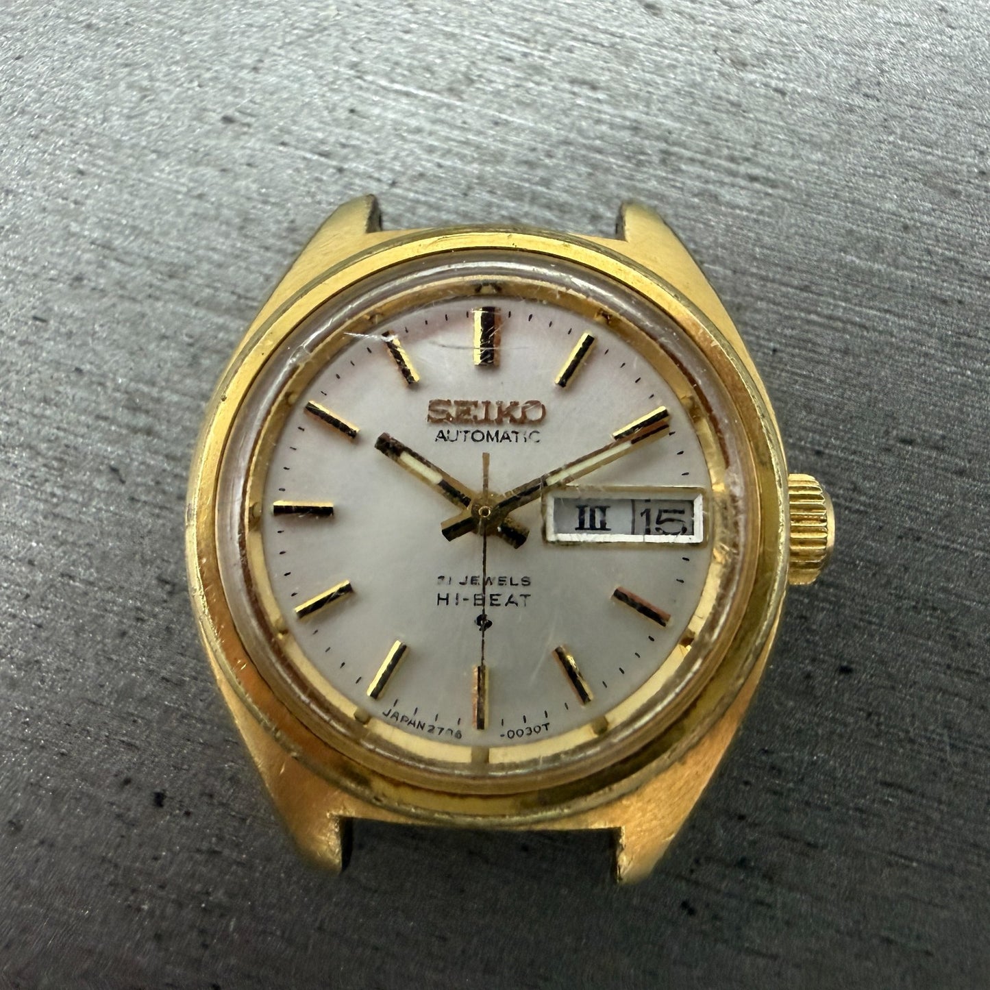Seiko Automatic Watch Women 24mm Silver Dial Gold Tone Daydate 2706-0020 PARTS2