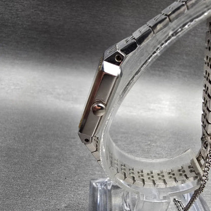 Seiko Watch Women 12mm Blue Dial Silver Rectangle 1320-5029 New Battery JP12