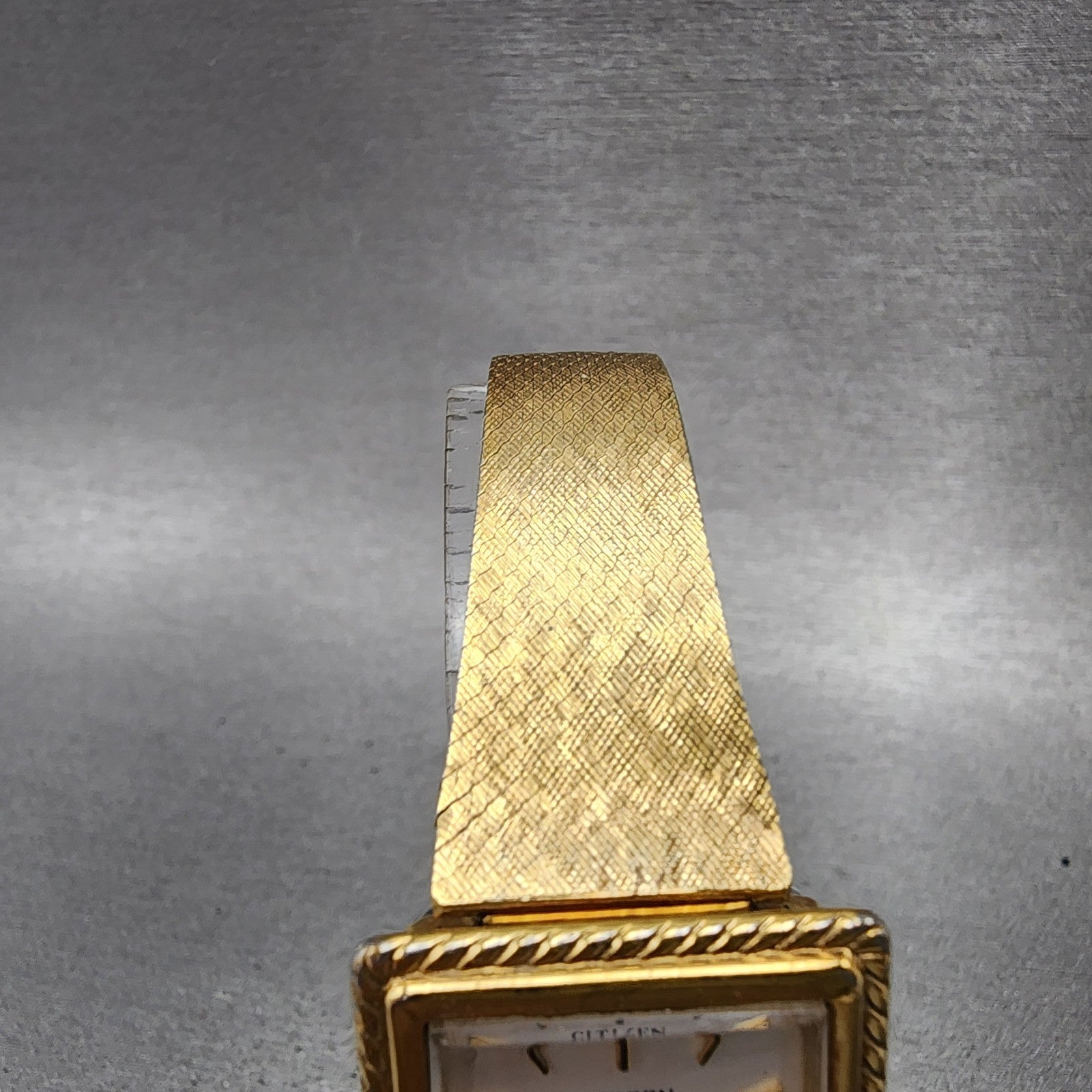Citizen Castalia Tank Watch Women 24mm White Dial Gold Tone Rectangle Runs4