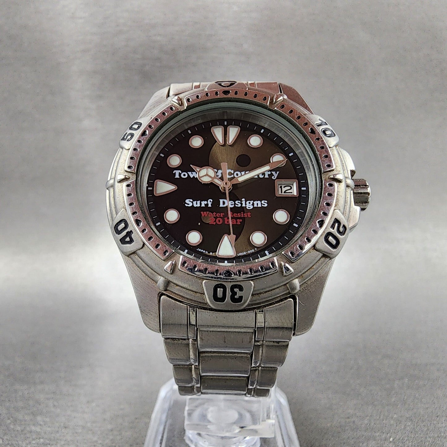 Orient Town & Country Surf Design Dive Watch Men 36mm Black Dial Silver New Batt5