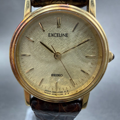 Seiko Exceline Watch Women 23mm Champagne Dial Gold Tone 4n21-0180 New Battery 41