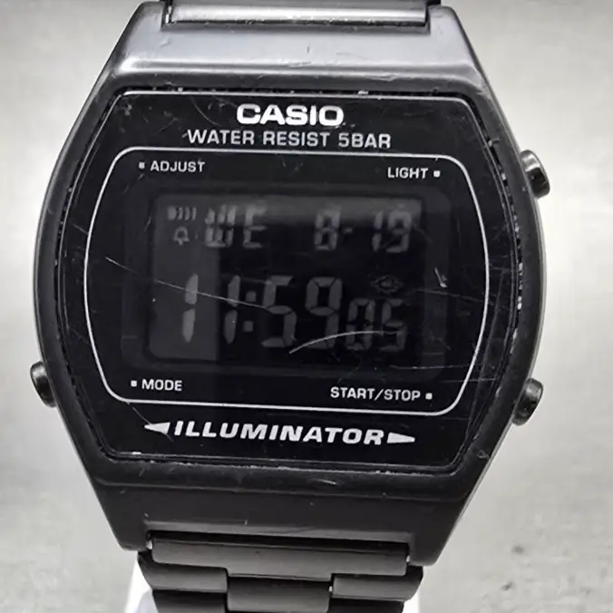Casio B640W Digital Watch Men 35mm Black Dial Black Tone Chrono Alarm New Batt1