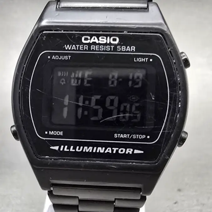 Casio B640W Digital Watch Men 35mm Black Dial Black Tone Chrono Alarm New Batt1