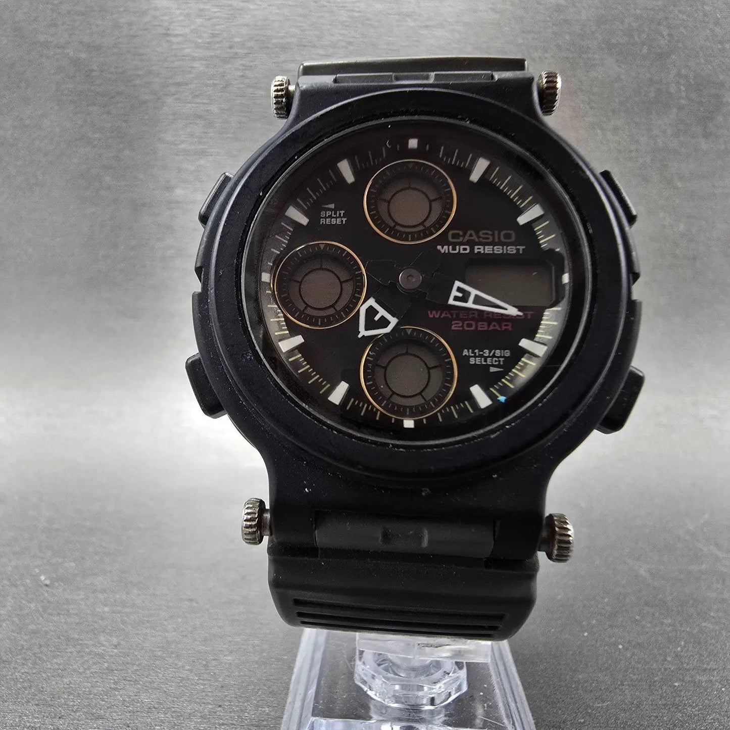 Casio G-Shock Mudman AW-570 Watch Men 44mm Black Green Alarm Chronograph PARTS6