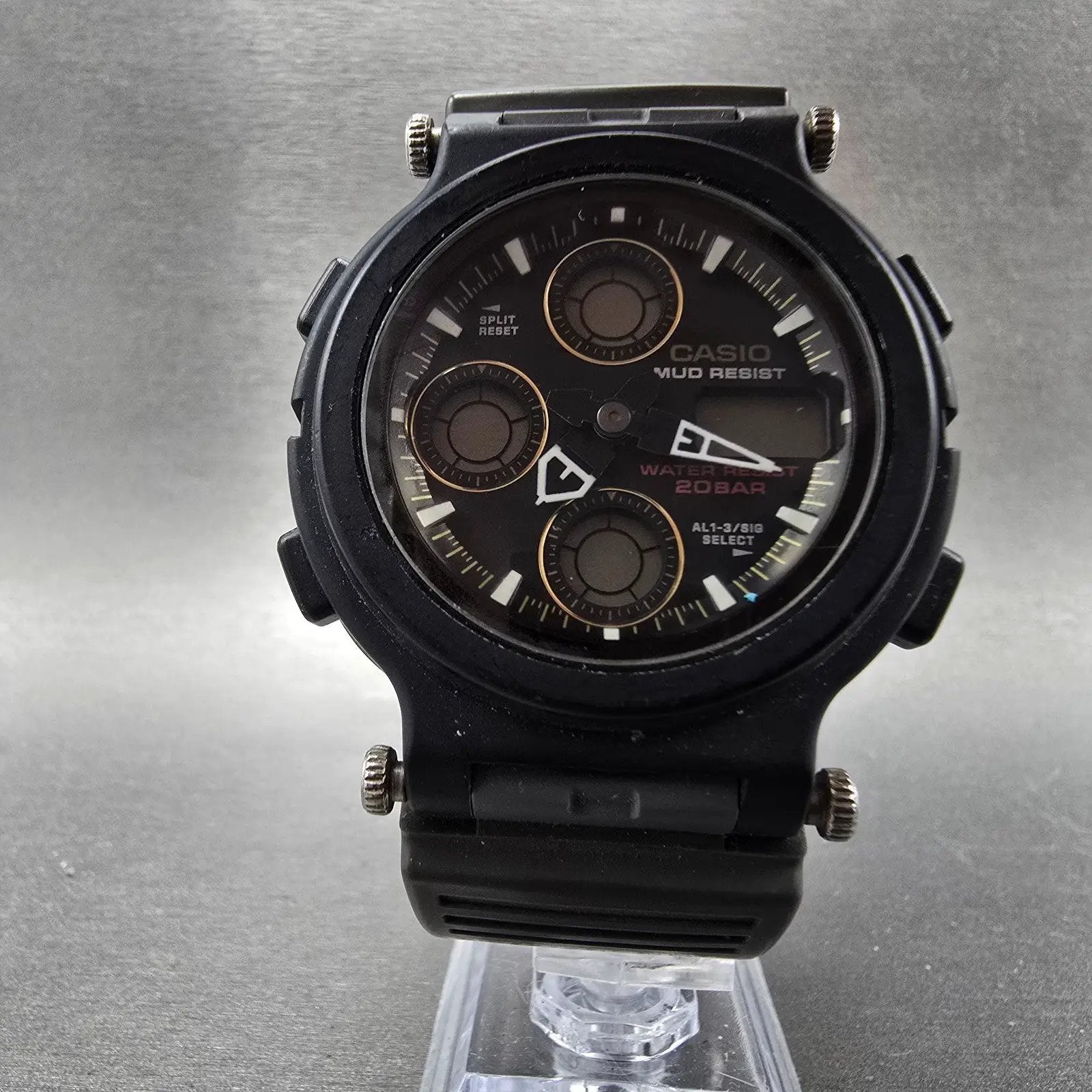 Casio G-Shock Mudman AW-570 Watch Men 44mm Black Green Alarm Chronograph PARTS6