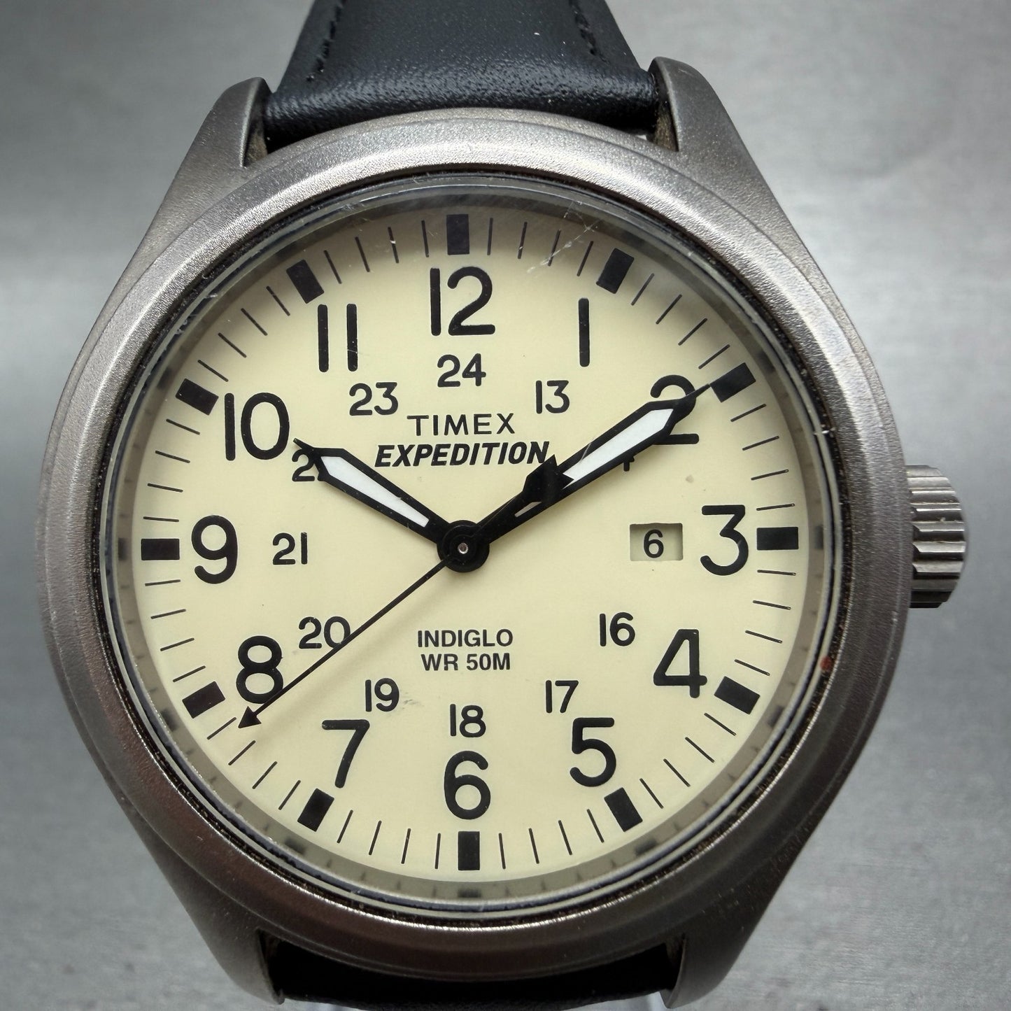 Timex Expedition Scout Watch Men 41mm Cream Dial Silver Tone Date T49963 New Bat0