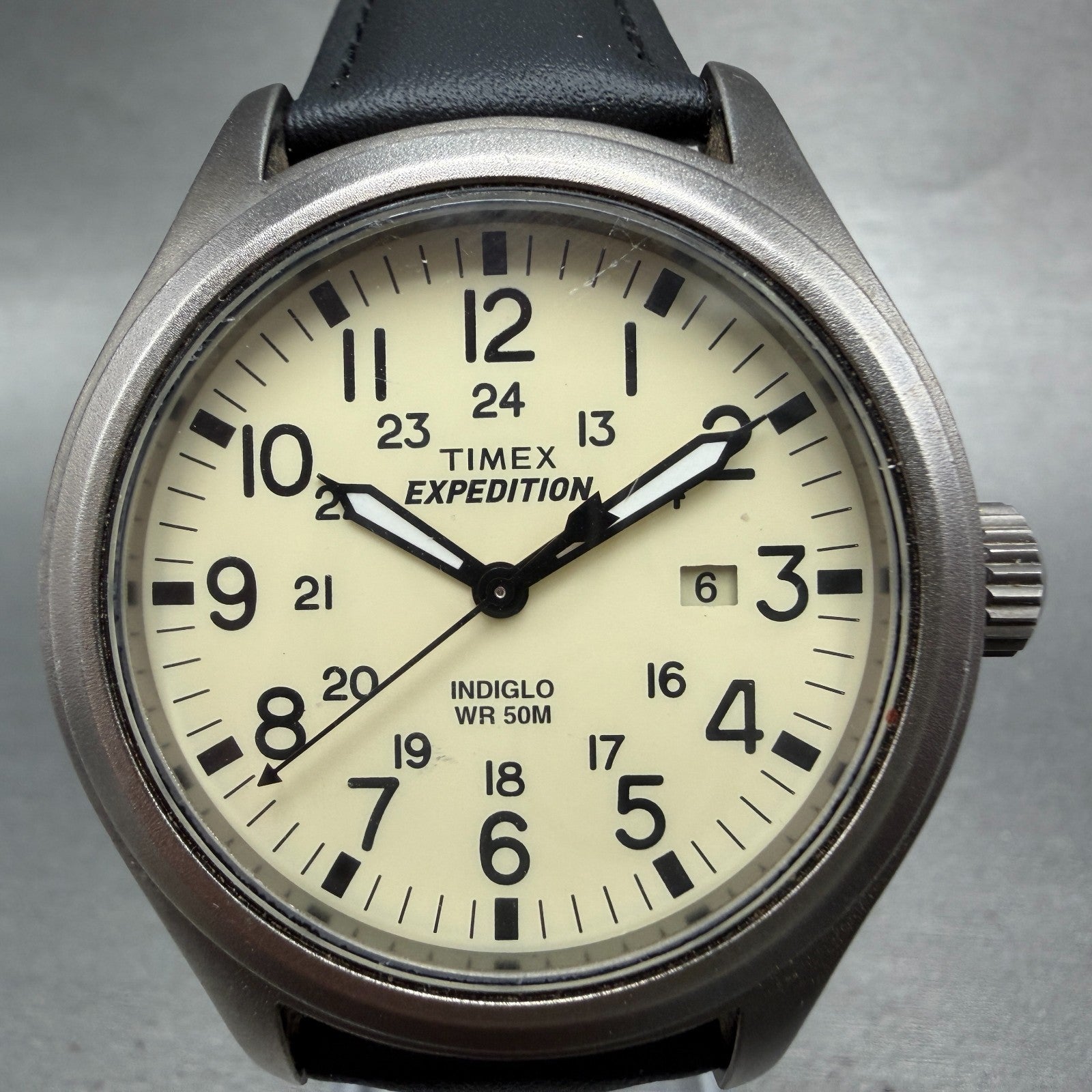 Timex Expedition Scout Watch Men 41mm Cream Dial Silver Tone Date T49963 New Bat0