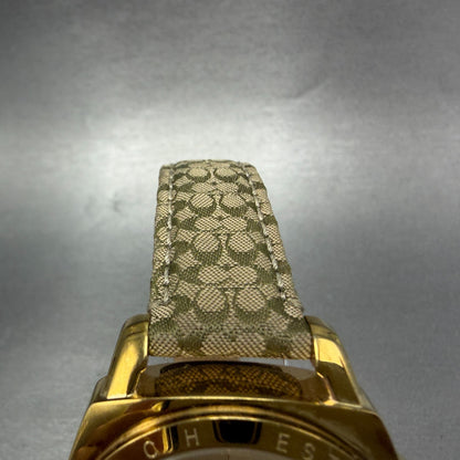 Coach Boyfriend Watch Women 38mm Champagne Dial Gold Tone Round New Battery A4
