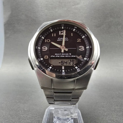 Casio Waveceptor Watch Men 41mm Black Dial Analog Digital Steel WVA-M480 Works5