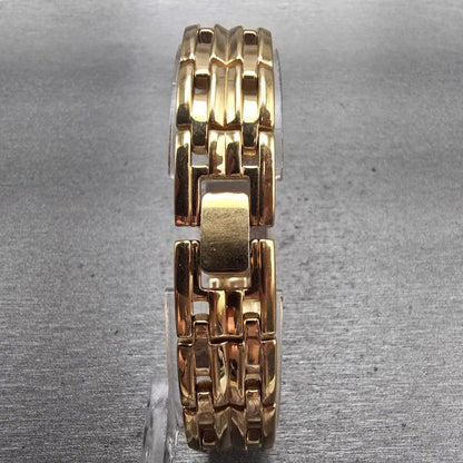 Seiko Watch Women 15mm White Dial Gold Tone Rectangle 4N00-7089 New Battery VTG7