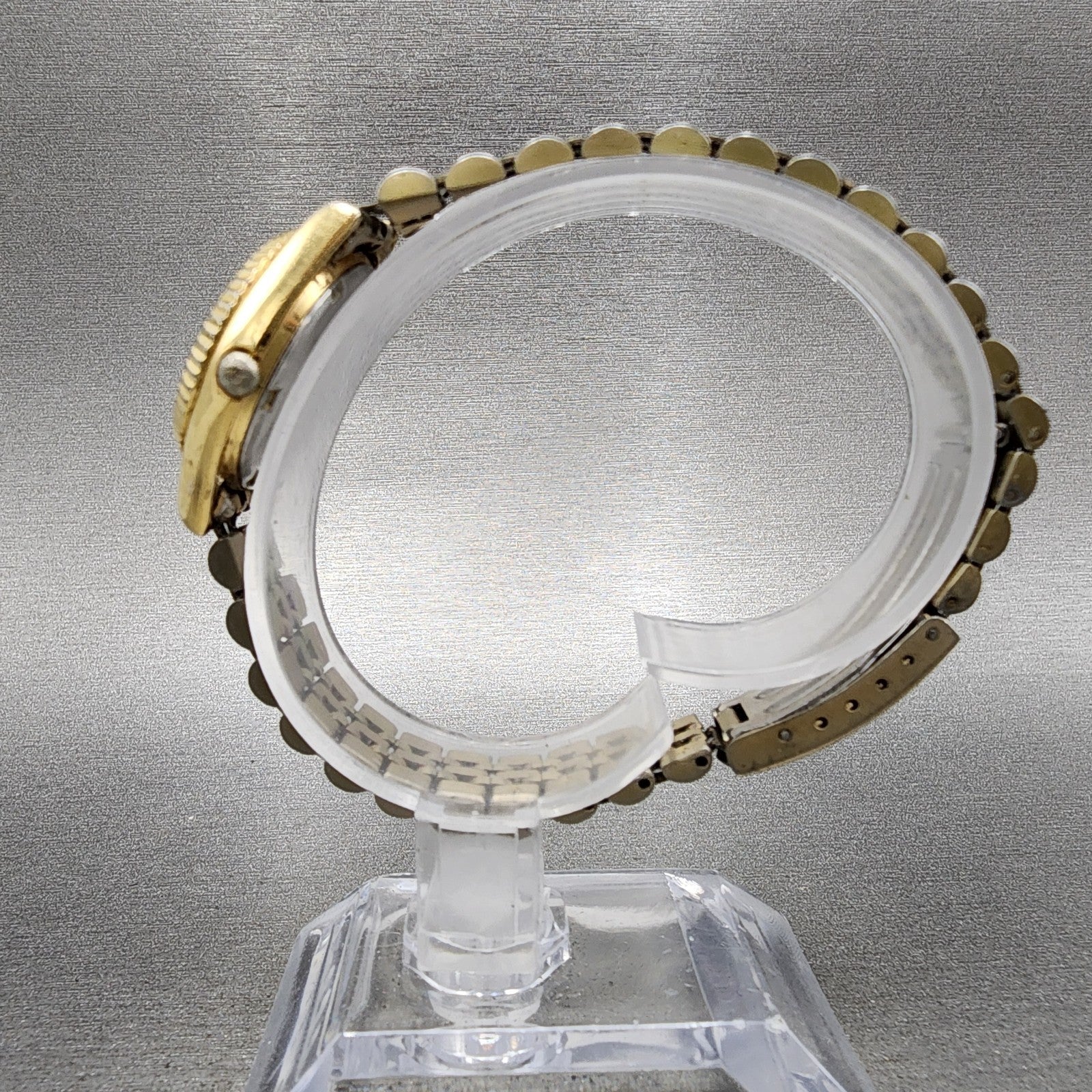 Seiko Watch Women 24mm Black Tone Gold Tone Daydate Round 7n830049 New Battery6
